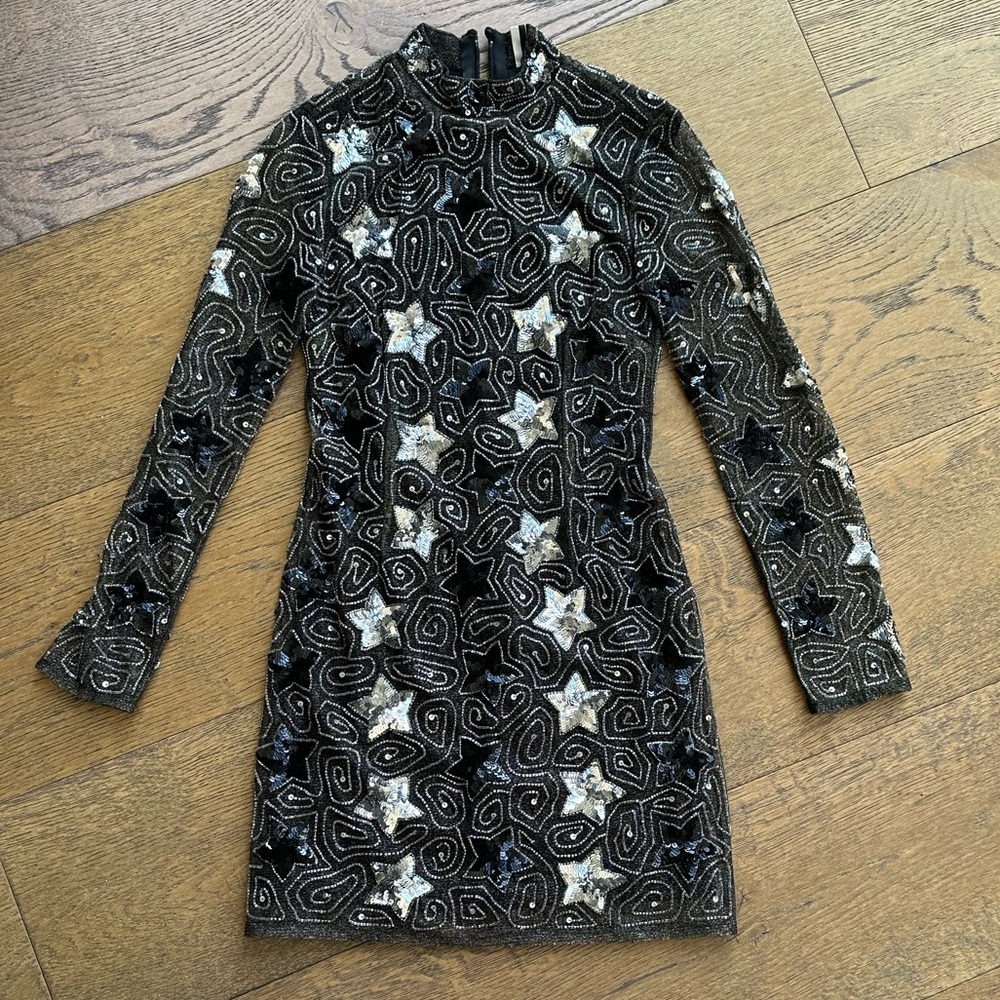 Topshop Sequin Star Embellished Beaded Mini Dress